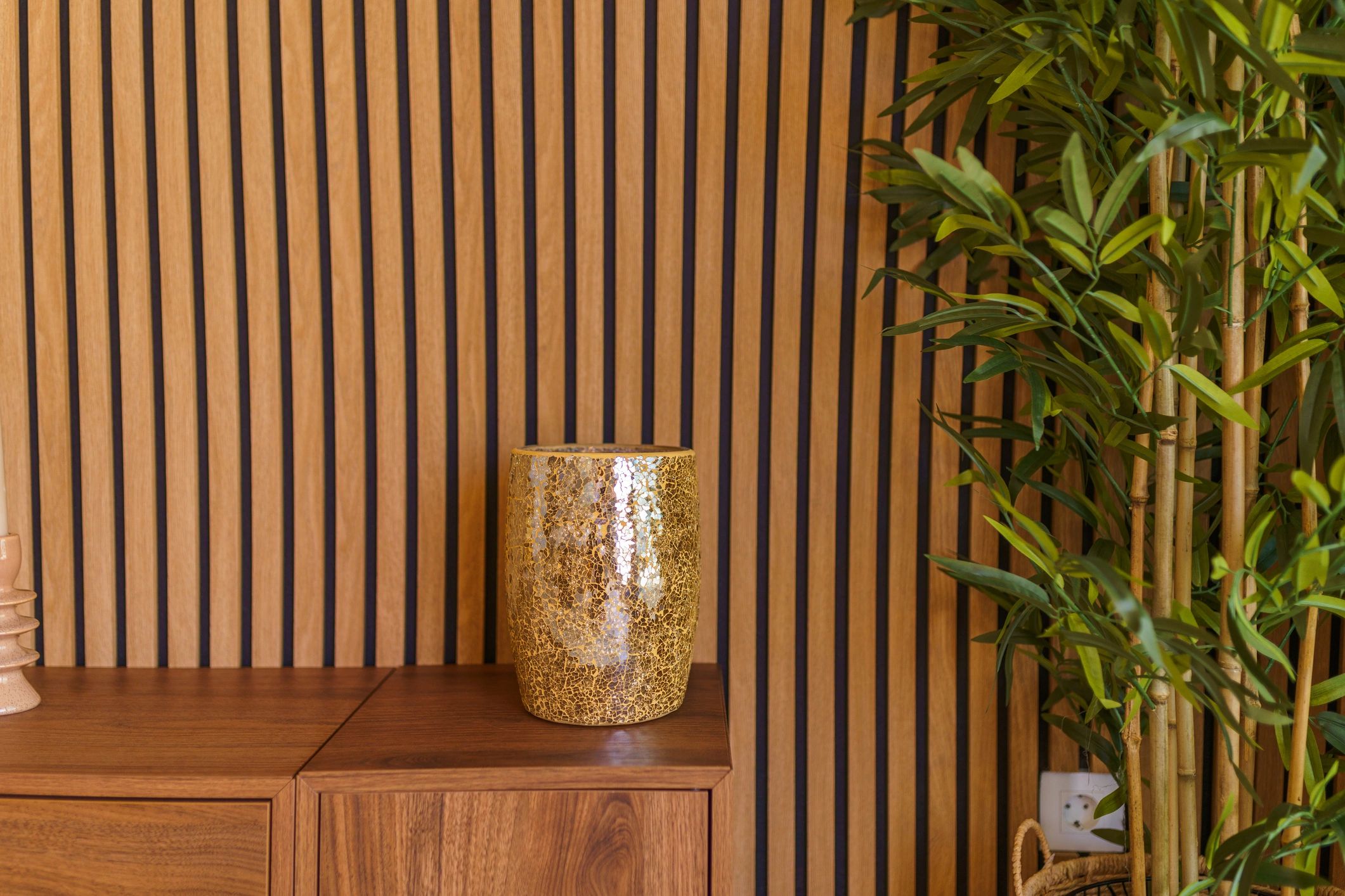 Refined interior detail with natural textures and sculptural styling